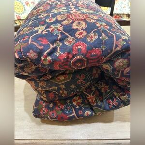 Ralph Lauren Orienta FULL QUEEN Comforter Sateen Navy  Rust Nice! Smoke Free